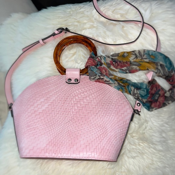 Patricia Nash Blush Pink Woven Leather Dome Satchel 💕 - Picture 1 of 5
